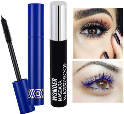 Arcanuy Best Waterproof Mascara combo blue and black long lasting 12 ml(black and blue)