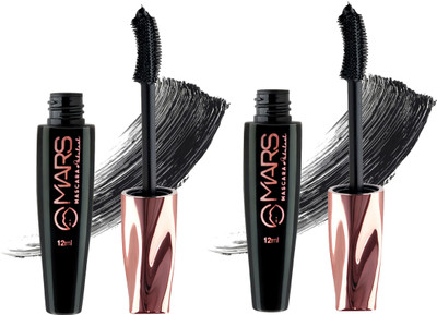 MARS Fabulash Mascara Smudge Proof and Long Lasting Pack of 2 24 ml(Jet Black)