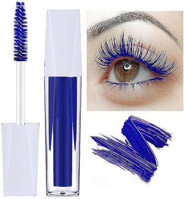 MYEONG 24 Hr Wear Waterproof Lengthening Curling No Smudging Blue Mascara 6 g(Blue)