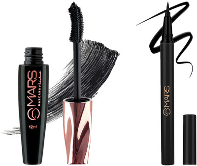 MARS Ultra Curl Long lasting Fabulash Mascara and City Strokes Charming Eyeliner 13 ml(black, black)