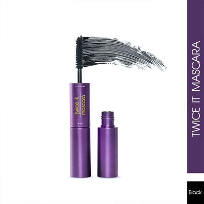 Glam21 Twice It 2X Voluminising Fiber Mascara Instant Volume|Waterproof Dramatic Lashes 10 ml(Black)