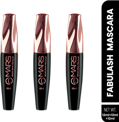 MARS Ultra Curl Long lasting Fabulash Mascara & Smudge Proof ( Pack Of 3 ) 36 ml(Jet Black)