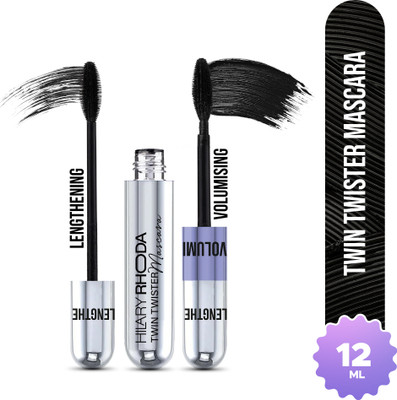 Hilary Rhoda Twin Twister Mascara | Volumises & Lengthens | Waterproof & Smudge-Proof Formula 12 ml(Black)