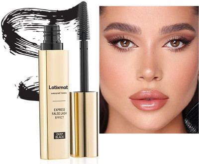 Latixmat Washable, Water Proof, Express False Lash Effect Deep Black Eye Mascara 8 ml(Black)
