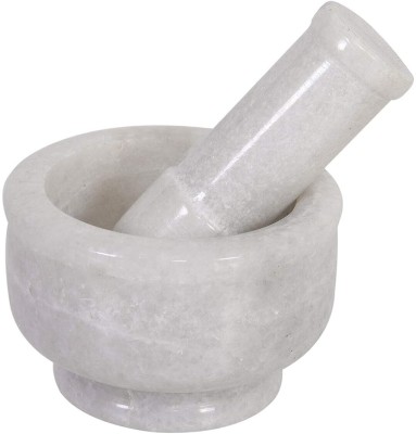 Ptr Durable Marble Imam Dasta/Mortar and Pestle Set/Ohkli Musal White- 3 inch Marble Masher(Pack of 1)
