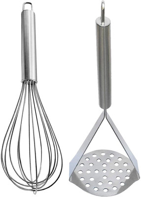 A K Traders Stainless Steel Egg Whisk / Egg Beater & Potato Masher / Pav Bhaji Masher Stainless Steel Masher(Pack of 2)