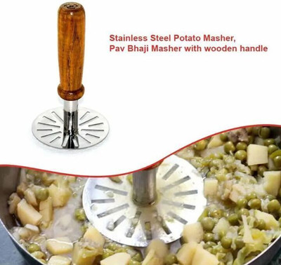 Jam Steel masher। Wooden Masher। Masher। Potato masher। Masher । Vegetables Meshar Wood Masher(Pack of 1)