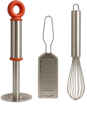 Parampara Adornments 3 in 1 Stainless Steel Kitchen Tool Combo – Masher, Cheese Grater & Whisk Stainless Steel Masher(Pack of 3)