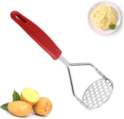 pepplo 18-10 Stainless Steel Potato Masher,Vegetable Masher(Red,Pack of 1) Stainless Steel Masher(Pack of 1)