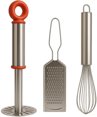 Parampara Adornments 3 in 1 Stainless Steel Kitchen Tool Combo – Masher, Cheese Grater & Whisk Stainless Steel Masher(Pack of 3)