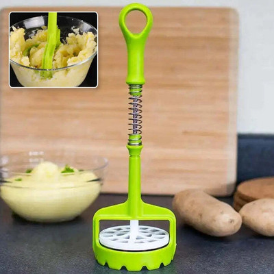 Oblivion One-Handed Manual Potato Masher – Comfort Grip & Spring Design for Nonstick Pans Plastic Masher(Pack of 1)