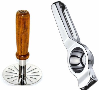 Dakshita Sales Stainless Steel Lemon Squeezer with nimbu Presser and Masher Pav Bhaji Masher Steel Masher(Pack of 2)