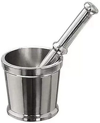 Tannu Craft Stainless Steel Okhli Masher, Mortar and Pestle Set for Kitchen Set Stainless Steel Masher(Pack of 1)