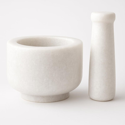 MDE Marble Mortar Pestle Set, Ammikallu, Kharal, Okhli, Imamdasta, Idikallu,Silbatta Marble Masher(Pack of 1)