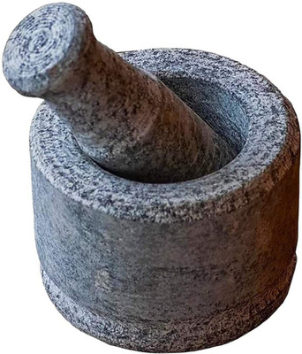Anjalam Trade Kerala Traditional Ayurvedic Natural idikkalu and Crusher Mortar Height 3.5inch Stoneware Masher(Pack of 1)