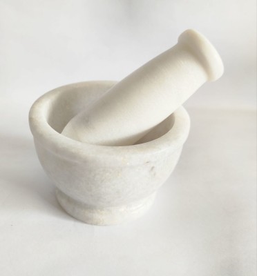 solanki enterprises Mortar and Pestle, White marble, Imam Dasta Marble Masher(Pack of 1)