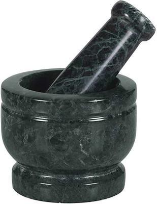Krishana Products Green marble mortar and pestle set 4 inch Marble Masher