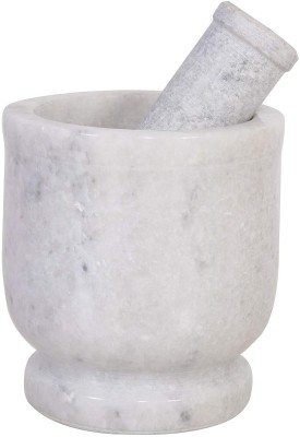 Ptr Durable Marble Imam Dasta/Mortar and Pestle Set/Ohkli Musal White - 4 inch Marble Masher(Pack of 1)