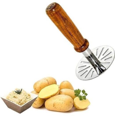 Gleba Stainless Steel Potato Masher, Pav Bhaji Masher with wooden handle Stainless Steel Masher(Pack of 1)