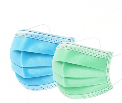 KAPGGRILA Disposable 3-Ply Face Mask – Use and Throw Mask with Soft Earloops Surgical Mask(Blue, Green, Free Size, Pack of 100, 3 Ply)