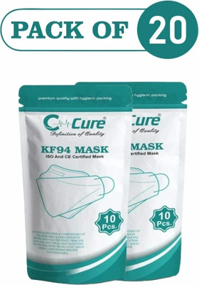 C-Cure KF94 Mask -4 Layer Filtration I Comfortable Ear loops I Enhanced Protection CCKF94FM-20P Reusable(Pink, Free Size, Pack of 20)