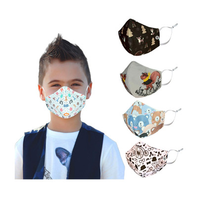 SUBHUSHA SUPER SAFETY 3 Layer Cotton Digital printed kids mask combo pack Reusable Washable Breathable Skin Friendly Soft Cotton Fabric Face Mask with Adjustable Ear loops for Boys Girls Children Babies (Anti Pollution Mask , Anti Viral Mask , Anti Bacterial Mask ) (School Mask , Outdoor Mask , Kids