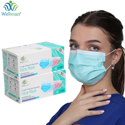 WELLVIAN Disposable Face Mask Surgical Face Mask With Nose Pin & Latex Free Ear Loops Surgical Mask With Melt Blown Fabric Layer(Blue, Free Size, Pack of 200, 3 Ply)