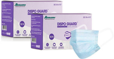 Romsons Dispo Guard 3 Ply Mask Dispo Guard 3 Ply Disposable Mask With Softest Non-Woven Fabric Ear Loops, 50Pcs/Pack (Pack of 2), 100 Pcs for Unisex - Without Valve, White Dispo Guard 3 Ply Mask With Softest Ear Loops Surgical Mask With Melt Blown Fabric Layer Surgical Mask With Melt Blown Fabric La Romsons Dispo Guard 3 Ply Mask Dispo Guard 3 Ply Disposable Mask With Softest Non-Woven Fabric Ear Loops, 50Pcs/Pack (Pack of 2), 100 Pcs for Unisex - Without Valve, White Dispo Guard 3 Ply Mask With Softest Ear Loops Surgical Mask With Melt Blown Fabric Layer Surgical Mask With Melt Blown Fabric La