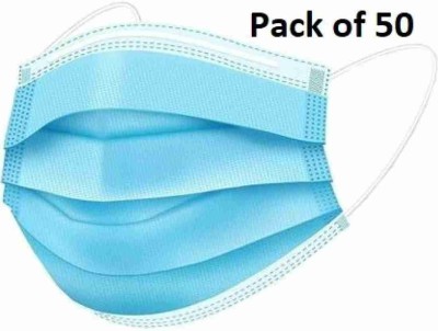 KRISHZONE Surgical Mask with nose Pin blue Surgical Mask(Blue, Free Size, Pack of 100, 3 Ply)
