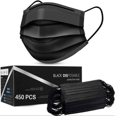 Vaghani 450 Pcs Black Nose Pin Disposable Iso Mark 3 Ply Pharmaceutical Polluation Mask 3 Ply Surgical Mask 450 Piece ( Black )( 75 Gsm )( Primium ) Surgical Mask With Melt Blown Fabric Layer(Black, Free Size, Pack of 450, 3 Ply)