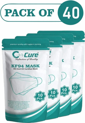 C-Cure KF94 Face Mask - Fish Shape reusable KF94 Mask for Men and Women CCKF94FM-G40 Reusable(Grey, Free Size, Pack of 40)