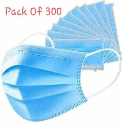 Palesa Non Woven Fabric 3 Ply Disposable Surgical Mask with adjustable nose pin Surgical Mask(Blue, Free Size, Pack of 300, 3 Ply)