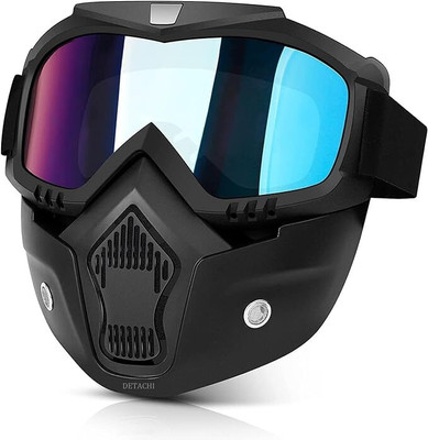 KKK Riding Multicoulor Goggles Glasses with Face mask Dust Mask with Detachable Decorative Mask(Multicolor, Pack of 1)
