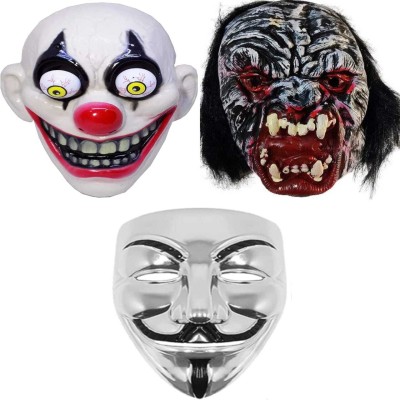 JAI GURU JI 3 unique special multicolor combo pack .1 joker 1 silver 1 horror scary Decorative Mask(Multicolor, Pack of 3)