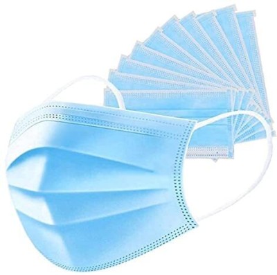 RHYNO Nonwoven Fabric Soft Free Size 3Ply Face mask men, women, kids, adult(100 Piece) Decorative Mask(Blue, Pack of 100)