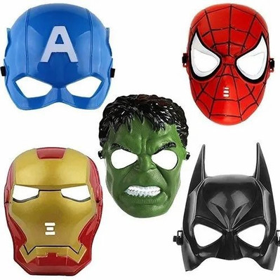 Royals Super Hero Set of 5 Superhero theme Face Masks Party Mask(Multicolor, Pack of 5)