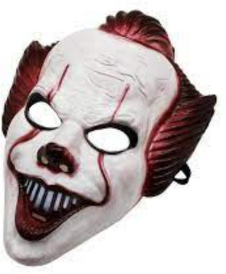 yubirth Evil Laughing Saw Clown Adult Mask Costume Creepy Killer Joker with Red Hair Decorative Mask(Red, Pack of 1)