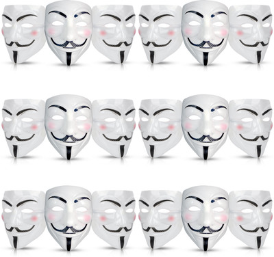 ZYOZI Hacker Face Masks For Boys, Vendetta Face Masks - Mask for Kids & Adults Party Mask(White, Pack of 18)