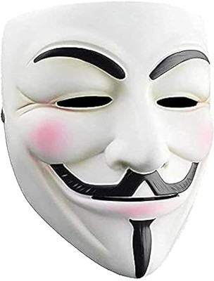 FLOPPYE Hacker FaceMask,Hacker Party Props,Birthday Return Gift Party Mask(White, Pack of 1)