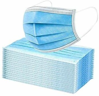 RHYNO Nonwoven Fabric Disposable 3Ply Surgical Face (100 Piece)ask Decorative Mask(Blue, Pack of 100)