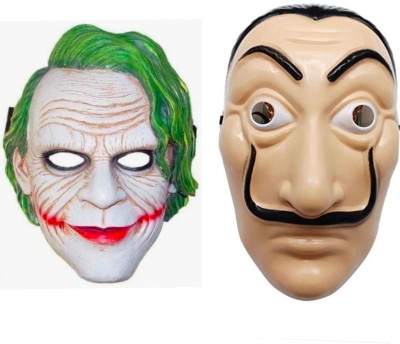 DEZYEN 2pcs money heist & joker mask halloween face mask Party Mask(Multicolor, Pack of 2)