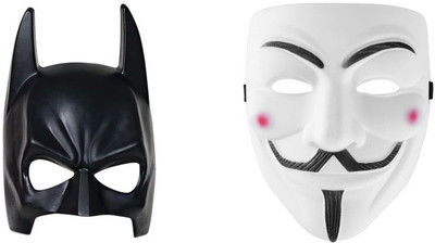 Premium Stuff Premium Quality DC Hero Batman and Vendetta/Hacker/Guy Fawkes Super Hero Gift Party Mask(White, Pack of 2)