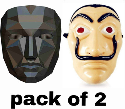 yubirth The big show black squad game master vs Clever money heist Mask pack of 2 Decorative Mask(Multicolor, Pack of 2)