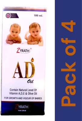 zyrath baby massage ad oil contain natural level of vitamin a d e and olive oil .(400 ml)