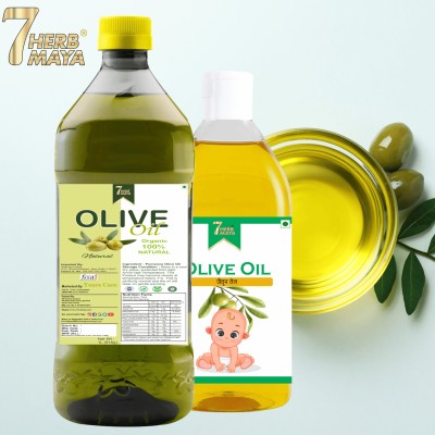 7Herbmaya Pure & Organic Olive Oil with Cold Pressed Olive Oil for baby massage(1050 ml)