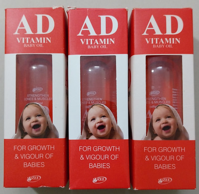 AD VITAMIN Baby Oil 100ml Pack of 3(300 ml)