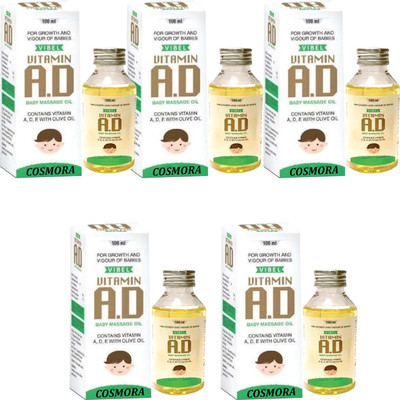 COSMORA VIBEL VITAMIN AD BABY MASSAGE OIL FOR GROWTH & VIGOR OF BABIES PACK OF-100ml x 5(500 ml)