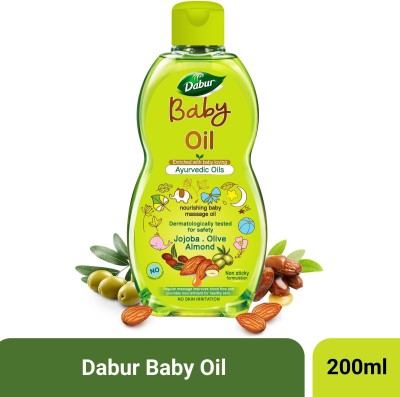 Dabur Baby Oil Contains Jojoba, Olives & Almonds|pH balanced with No Paraben & Phthalates(200 ml)