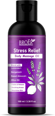 BROER Stress Relief Body Oil –Blend with Lavender, Bergamot & Almond for Relaxation(100 ml)