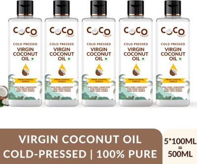 COCO CRUSH Extra Virgin Coconut Face Oil - Cold Pressed - Facial Massage | 5*100ML(500 ml)